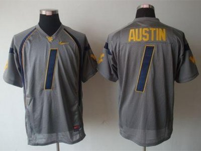 NCAA West Virginia Mountaineers #1 Tavon Austin Gray Jersey