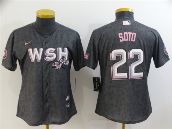 Women's Washington Nationals #22 Juan Soto 2022 Gray City Connect Cool Base Jersey