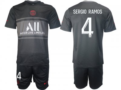 Club Paris Saint Germain #4 Sergio Ramos 3rd Black 2021/2022 Soccer Jersey