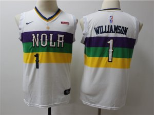 Youth New Orleans Pelicans #1 Zion Williamson White City Edition Swingman Jersey