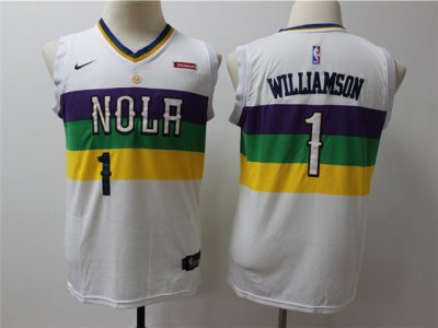 Youth New Orleans Pelicans #1 Zion Williamson White City Edition Swingman Jersey