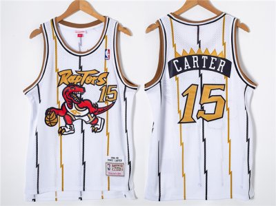 Toronto Raptors #15 Vince Carter 1998-99 White/Gold Hardwood Classics Jersey