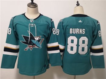 Women's Youth San Jose Sharks #88 Brent Burns Teal Jersey