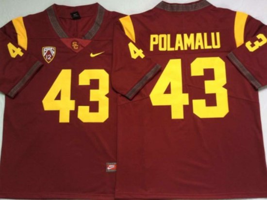 NCAA USC Trojans #43 Troy Polamalu Red College Football Jersey