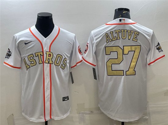 Houston Astros #27 Jose Altuve White Gold Program Cool Base Jersey
