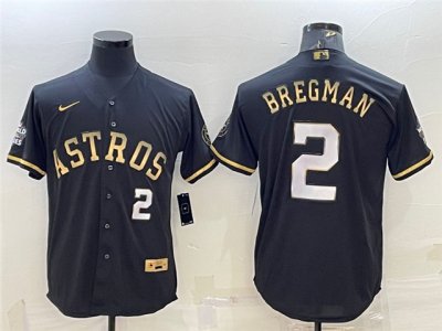 Houston Astros #2 Alex Bregman Black Gold w/World Series Patch Jersey