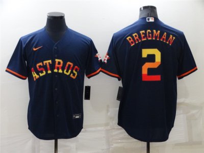 Houston Astros #2 Alex Bregman Navy/Rainbow Cool Base Jersey