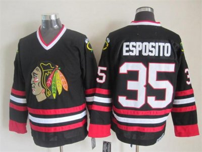 Chicago Blackhawks #35 Tony Esposito CCM Vintage Black Jersey