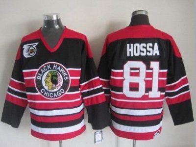 Chicago Blackhawks #81 Marian Hossa 1940's CCM Vintage Black Jersey