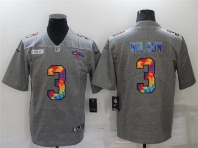 Denver Broncos #3 Russell Wilson Gray Rainbow Vapor Limited Jersey