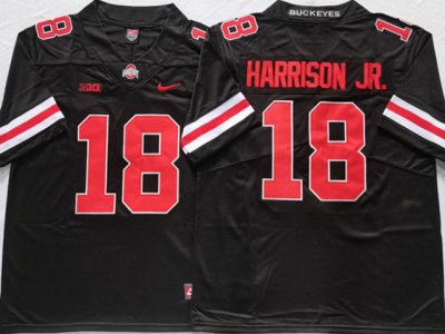 NCAA Ohio State Buckeyes #18 Marvin Harrison Jr. Black Red College Football Jersey