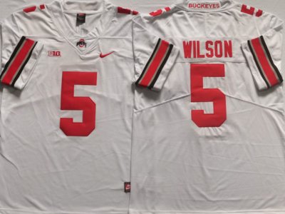 NCAA Ohio State Buckeyes #5 Garrett Wilson White College Jersey