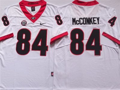 NCAA Georgia Bulldogs #84 Ladd McConkey White College Football Jersey