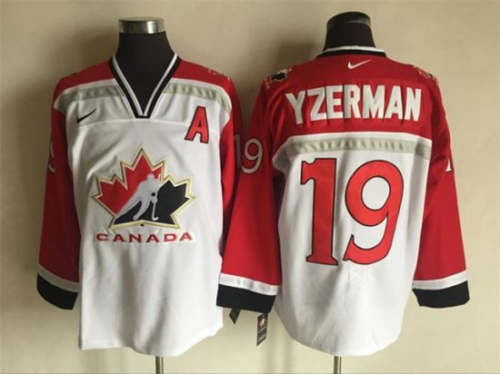 1998 Winter Olympics Team Canada #19 Steve Yzerman CCM Vintage White Hockey Jersey