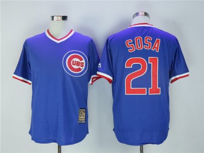 Chicago Cubs #21 Sammy Sosa Blue Cooperstown Collection Cool Base Jersey