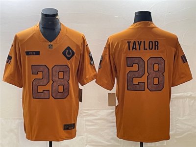 Indianapolis Colts #28 Jonathan Taylor 2023 Brown Salute To Service Limited Jersey