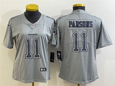 Womens Dallas Cowboys #11 Micah Parsons Gray Atmosphere Fashion Limited Jersey