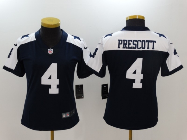 Women's Dallas Cowboys #4 Dak Prescott Thanksgiving Blue Vapor Limited Jersey - Click Image to Close