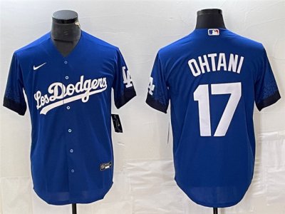 Los Angeles Dodgers #17 Shohei Ohtani Royal Blue City Connect Cool Base Jersey