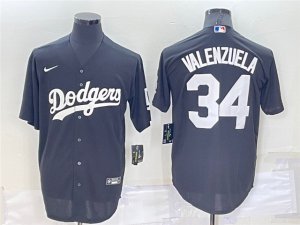 Los Angeles Dodgers #34 Fernando Valenzuela Black Turn Back The Clock Jersey