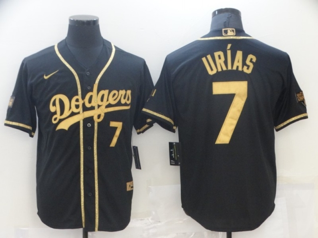 Los Angeles Dodgers #7 Julio Urias Black Gold Cool Base Jersey - Click Image to Close