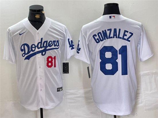 Los Angeles Dodgers #81 Victor González White Limited Jersey