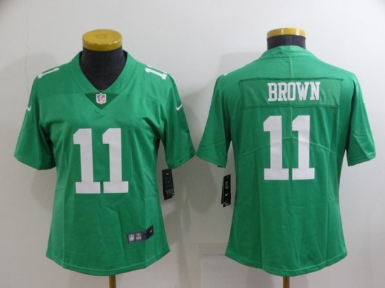 Women's Philadelphia Eagles #11 A.J. Brown Throwback Green Vapor Limited Jersey