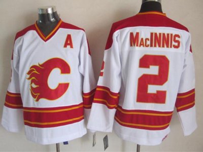 Calgary Flames #2 Al MacInnis 1989 CCM Vintage White Jersey