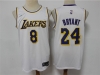 Los Angeles Lakers #8/24 Kobe Bryant White 75th Anniversary Jersey