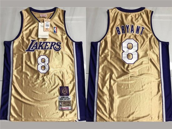 Los Angeles Lakers #8 Kobe Bryant Gold Hall of Fame Class of 2020 Hardwood Classics Jersey