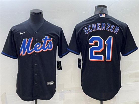 New York Mets #21 Max Scherzer Black Cool Base Jersey