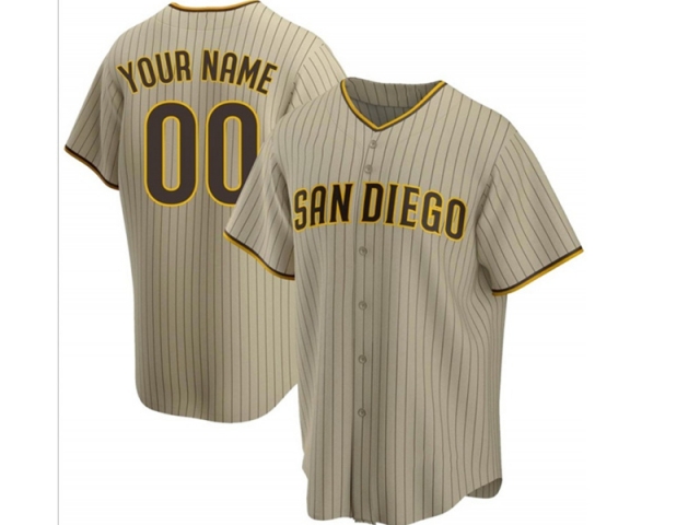 San Diego Padres Custom #00 Alternate Gray Pinstripe Cool Base Jersey - Click Image to Close