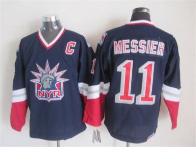 New York Rangers #11 Mark Messier 1998 CCM Liberty Logo Navy Blue Jersey