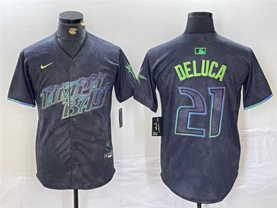 Tampa Bay Rays #21 Jonny DeLuca Charcoal 2024 City Connect Limited Jersey