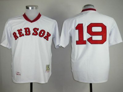 Boston Red Sox #19 Fred Lynn 1975 Throwback White Jersey