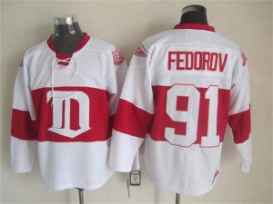 Detroit Red Wings #91 Sergei Fedorov CCM Vintage White Jersey