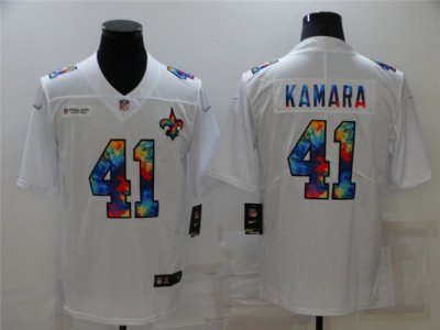 New Orleans Saints #41 Alvin Kamara White Rainbow Vapor Limited Jersey