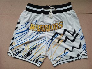 Golden State Warriors Just Don White Sublimated Basketball Shorts