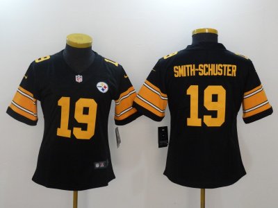 Women's Pittsburgh Steelers #19 JuJu Smith-Schuster Black Color Rush Jersey