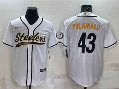 Pittsburgh Steelers #43 Troy Polamalu White Baseball Cool Base Jersey