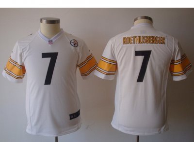 Youth Pittsburgh Steelers #7 Ben Roethlisberger White Vapor Limited Jersey