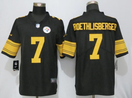 Pittsburgh Steelers #7 Ben Roethlisberger Black Color Rush Limited Jersey