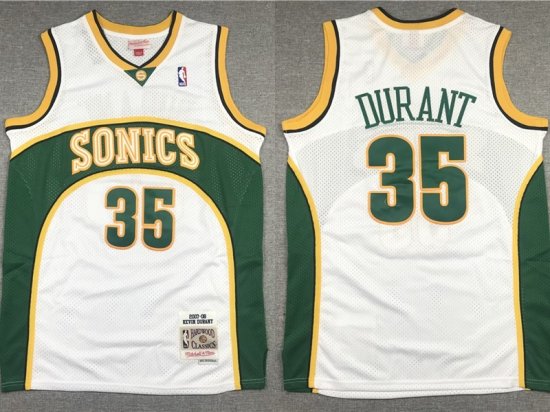 Seattle Supersonics #35 Kevin Durant White 2007-08 Hardwood Classics Jersey