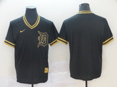 Detroit Tigers Blank Black Gold Cooperstown Collection Legend Cool Base Jersey