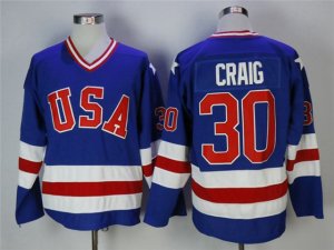 1980 Winter Olympics Team USA #30 Jim Craig CCM Vintage Blue Hockey Jersey