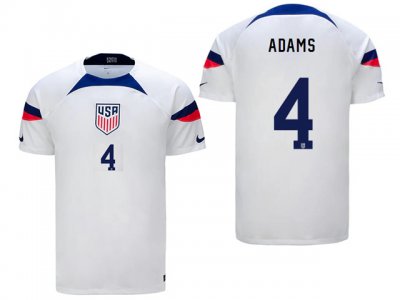National USA #4 Adams Home White 2022/23 Jersey