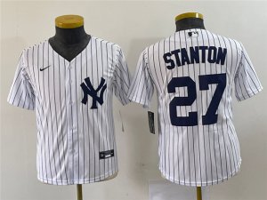 Youth New York Yankees #27 Giancarlo Stanton White Cool Base Jersey