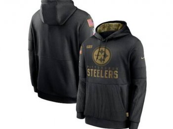 Mens Women Youth Pittsburgh Steelers Black 2020 Salute Pocket Pullover Hoodie