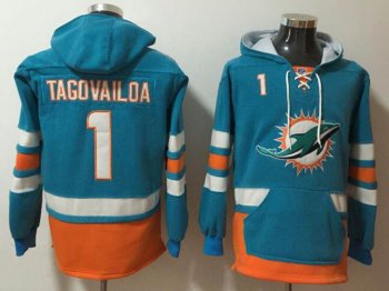 Miami Dolphins #1 Tua Tagovailoa Green Pocket Pullover Hoodie