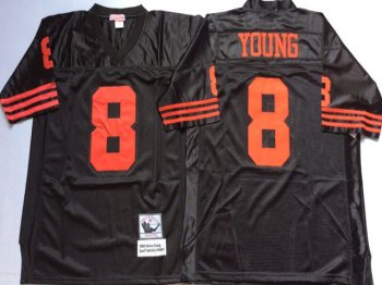 San Francisco 49ers #8 Steve Young Throwback Black Jersey